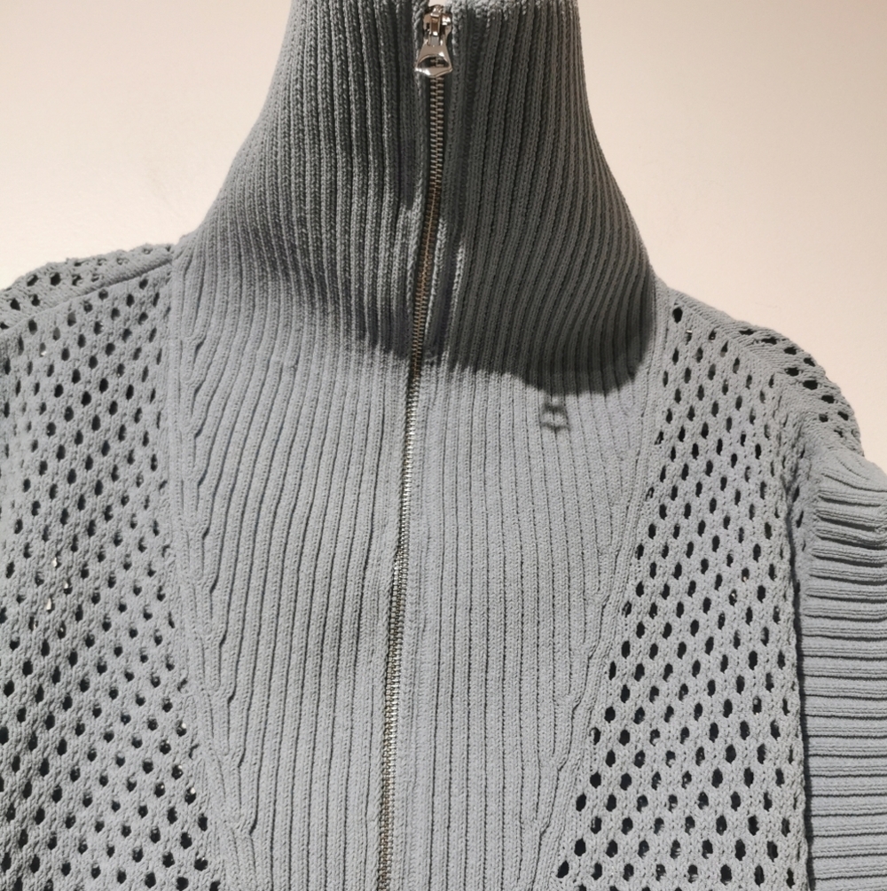 Joie Light Blue Large Half Zip Knit Sweater Vest Very Unique Piece Oversized - Picture 2 of 6